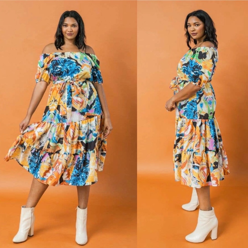 Flying Tomato Plus Size Floral Midi Dress NWT